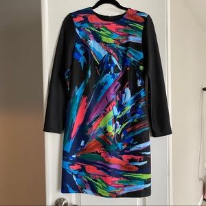Black and Multicolored Scuba Dress